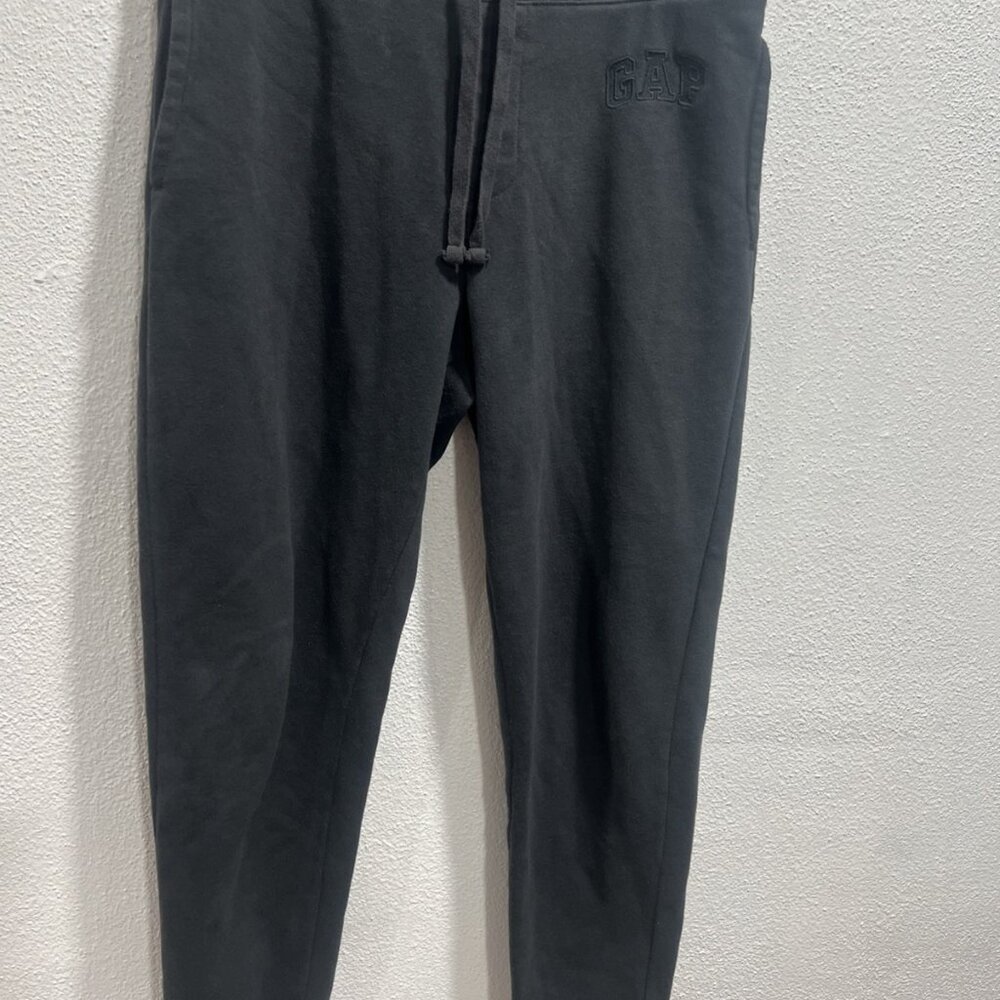 vintage men’s Gap Sweat Pants Black Solid Size M Lounge Pockets‎ Cotton Blend